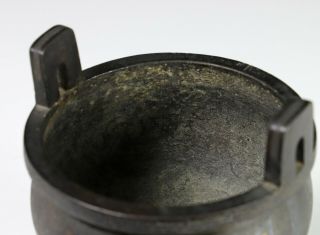 Antique Chinese Silver Inlaid Tri Pod Bronze Censer - 18c 9