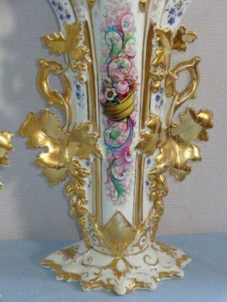 19th Century HP Old Paris Porcelain Large Decorative Vases 5