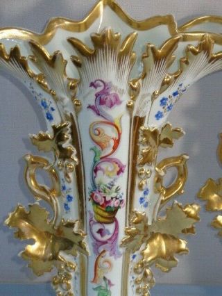 19th Century HP Old Paris Porcelain Large Decorative Vases 6