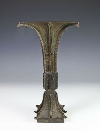 Antique Chinese Bronze Archaistic Style Ku Form Vase
