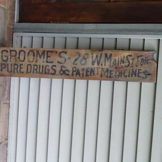 Early Prim Wooden Sign Groomes Pure Drugs & Medicine Advertising Trade 1800s 10