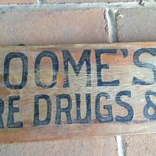 Early Prim Wooden Sign Groomes Pure Drugs & Medicine Advertising Trade 1800s 3