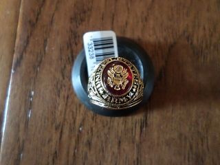 U.  S Army Military Gold 18k Electroplate Ring Ruby Crystal U.  S.  A Made Size 12