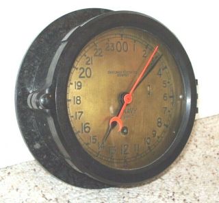 Chelsea Us Navy Wall Clock With 24 Hour Dial In - Early 1940 