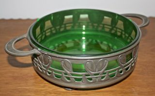 Archibald Knox Arts And Crafts Liberty & Co Tudric Pewter & Powell Glass Bowl