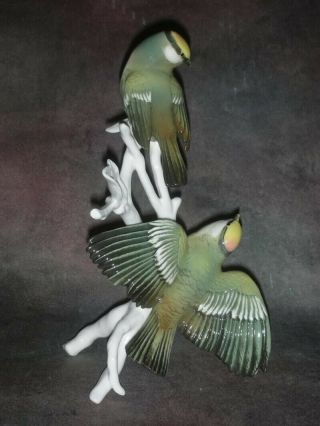 Collectable Antique German Karl Ens Figurine Statuette " Yellowhammers On Branch "