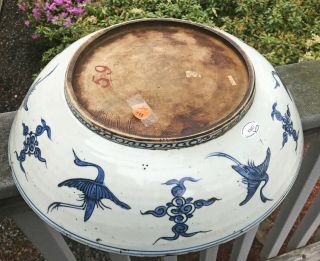 Impressive Large Antique Chinese Blue White Porcelain Deep Dish - Ming Dynasty 10