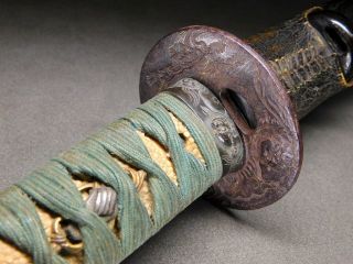 WAKIZASHI Sword KOSHIRAE w Foo dogs Tsuba Fuchi/Kashira 18 - 19thC Japan Antique 2