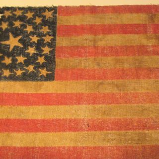 Early 1860s Historical Vintage American 33 Star Medallion Parade Flag Civil War