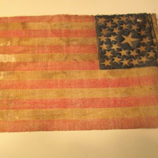 early 1860s HISTORICAL Vintage AMERICAN 33 STAR MEDALLION PARADE FLAG CIVIL WAR 4