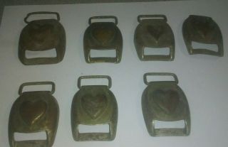 7 Rare Vintage Civil War Relic Confederate Brass Horse Harness Buckle Covers