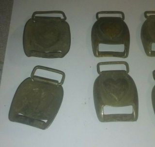 7 Rare Vintage Civil War Relic Confederate Brass Horse Harness Buckle Covers 5