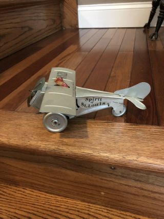 Antique Ferdinand Strauss " Spirit Of St.  Louis " Wind Up Tin Airplane