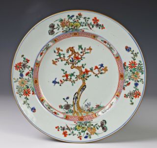 Antique Chinese Famille Verte Porcelain Plate With Design - Kangxi Period