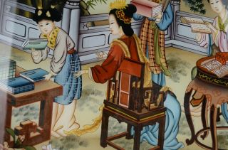 Chinese Reverse Glass Painting Private Tutoring Girls School Class Scene Books 11