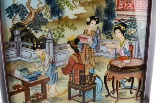 Chinese Reverse Glass Painting Private Tutoring Girls School Class Scene Books 2