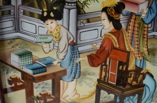 Chinese Reverse Glass Painting Private Tutoring Girls School Class Scene Books 4