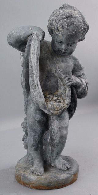 Pr Antique Early 20thC Garden,  English Lead Cherub Children Statues Sculptures 11