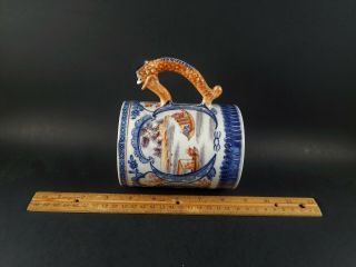 Rare Antique Chinese Export Famille Rose Dragon Serpent Handle Mug Tankard 1780