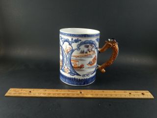 Rare Antique Chinese Export Famille Rose DRAGON SERPENT HANDLE Mug Tankard 1780 2