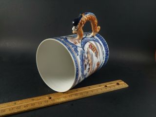 Rare Antique Chinese Export Famille Rose DRAGON SERPENT HANDLE Mug Tankard 1780 6