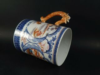 Rare Antique Chinese Export Famille Rose DRAGON SERPENT HANDLE Mug Tankard 1780 7