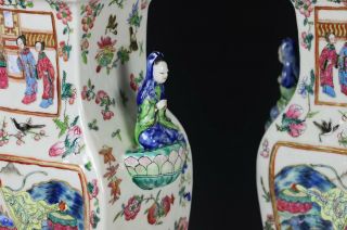 Impressive Antique Chinese Porcelain Covered Vases with Figural Handles 6