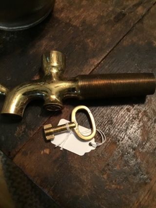 Revolutionary War 18th Century Wine Barrel Heavy Brass Tap With Locking Key