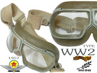 Rare Ww2 Type Protective Glasses Of The Pilot Of The Soviet Army Vvs Ussr