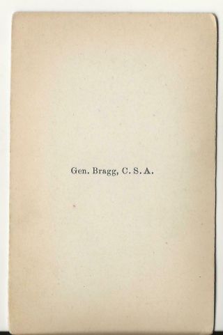 Civil War CDV Confederate General Braxton Bragg,  Ft Bragg 2