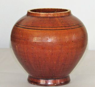 Chinese Tang Pottery Sancai Ware Amber Glaze Pot C.  7th - 8th C / 5 " D X 5 " H