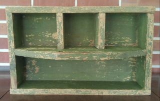Vintage Primitive Wood Caddy Carrier Tote Shop Carpenter Farm Tool Divided Box 7