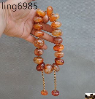 China Exquisite Natural Agate Carved Amulet Periapt Bracelet Bangle Hand Chain