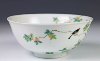 Antique Chinese Porcelain Bowl with Flowers and Birds - Guangxu Mark and Period 3