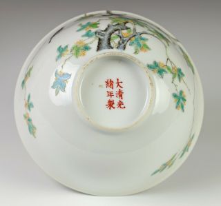 Antique Chinese Porcelain Bowl with Flowers and Birds - Guangxu Mark and Period 6