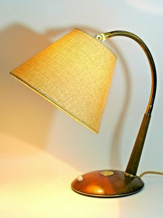 Temde Design Art Deco Desk Table Lamp 1930 40 50s Brass And Wood Rare