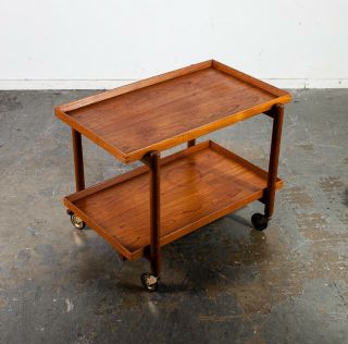 Mid Century Danish Modern Serving Cart Trolley Poul Hundevad Vamdrup Rolling Bar