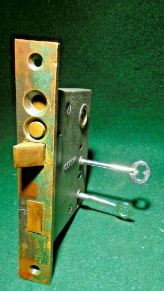 Circa 1900 Corbin 1230 1/4 Double Key Entry Mortise Lock W/keys (12079)