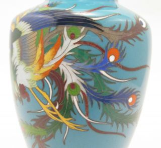 Pair Japanese Meiji Era Cloisonné Phoenix Motif Vases 11