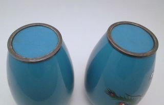 Pair Japanese Meiji Era Cloisonné Phoenix Motif Vases 12