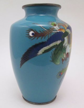 Pair Japanese Meiji Era Cloisonné Phoenix Motif Vases 5