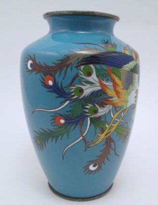 Pair Japanese Meiji Era Cloisonné Phoenix Motif Vases 7