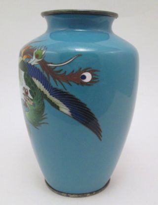 Pair Japanese Meiji Era Cloisonné Phoenix Motif Vases 9