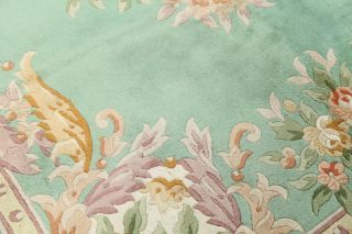 Vintage Floral Wool Handmade Art Deco Chinese Oriental Area Rug 6x9 Light Green 9