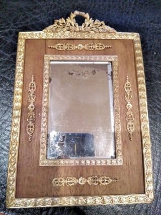 Small French Empire Style Mirror Photo Frame Gilded On Wood