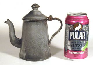 Scarce Antique Small Graniteware Tea Kettle Teapot Coffee Pot Enamel Miniature