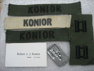 . Us Army Names Tabs Captain Robert L.  Konior Set Id