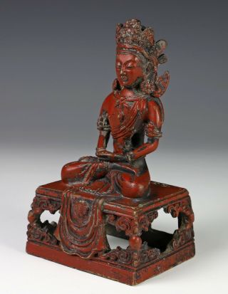 Antique Chinese Bronze Statue of Seated Amitayus - Qianlong Mark and Period 2