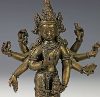 Antique Chinese Tibetan Bronze of Eight Armed Standing Bodhisattva 2
