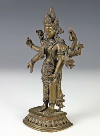 Antique Chinese Tibetan Bronze of Eight Armed Standing Bodhisattva 4